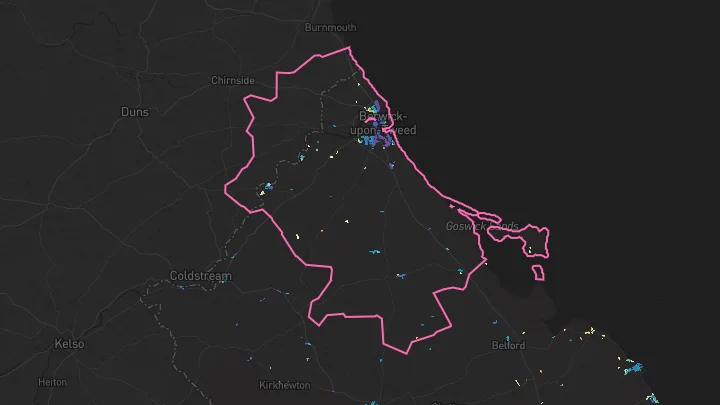 House price heatmap showing property values across Tweedmouth