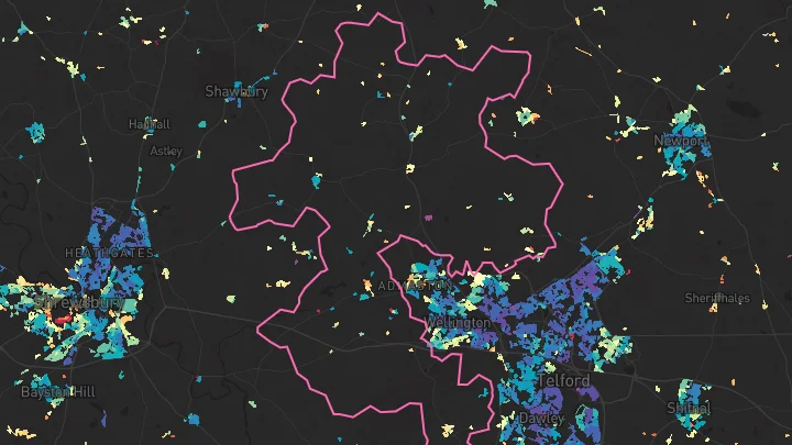 House price heatmap showing property values across Allscott