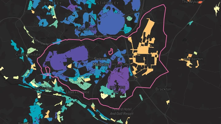 House price heatmap showing property values across Madeley