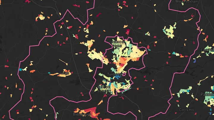House price heatmap showing property values across Hildenborough