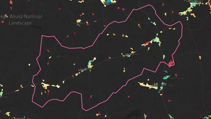 House price heatmap showing property values across Burwash