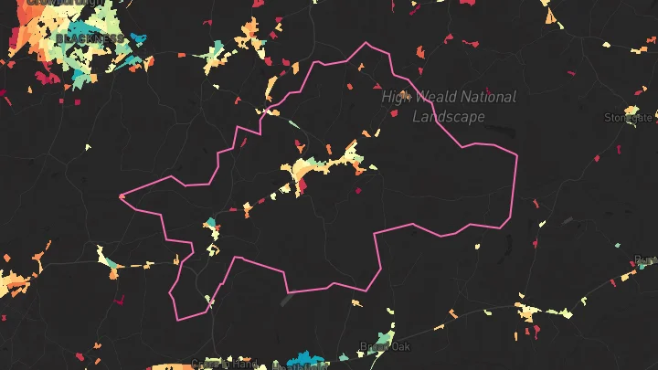 House price heatmap showing property values across Mayfield