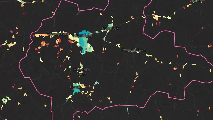 House price heatmap showing property values across Heathfield