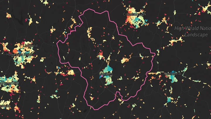 House price heatmap showing property values across Uckfield