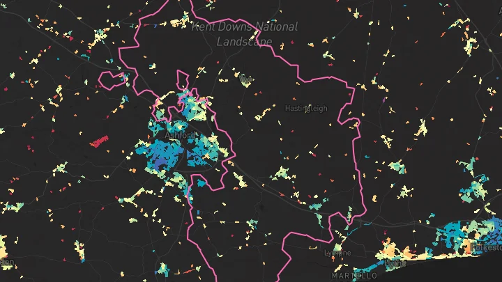 House price heatmap showing property values across Wye