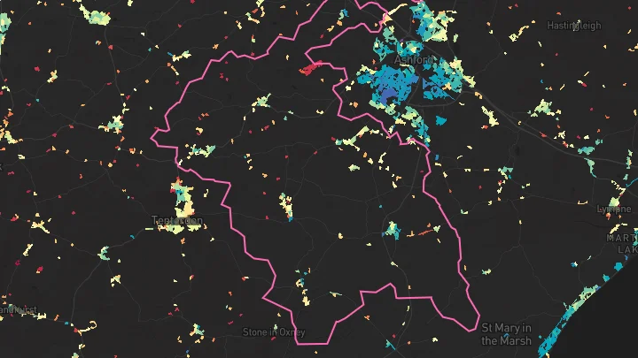House price heatmap showing property values across Hamstreet