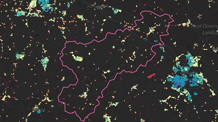 House price heatmap showing property values across Headcorn