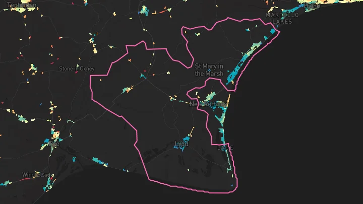 House price heatmap showing property values across Lydd