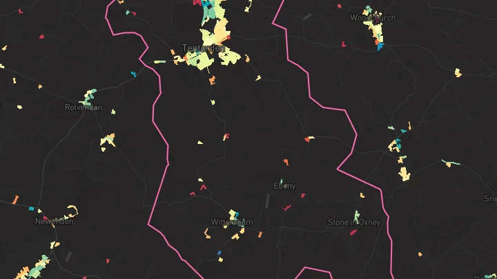 House price heatmap showing property values across Tenterden