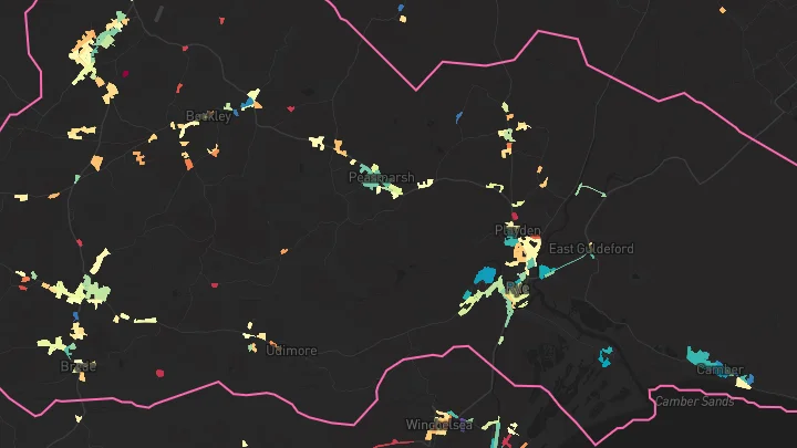 House price heatmap showing property values across Northiam