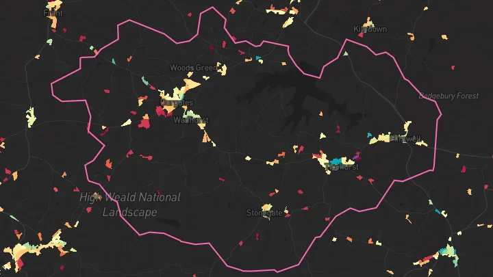 House price heatmap showing property values across Ticehurst