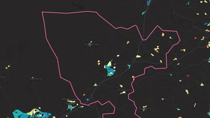 House price heatmap showing property values across South Brent
