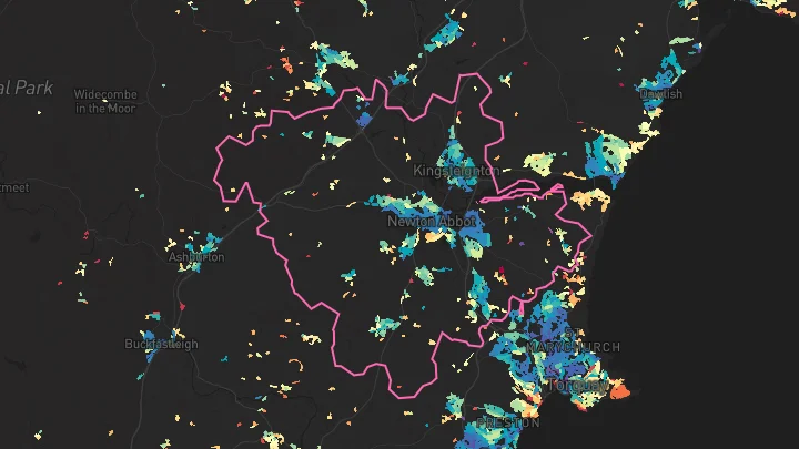 House price heatmap showing property values across Kingsteignton