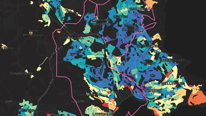 House price heatmap showing property values across Torquay