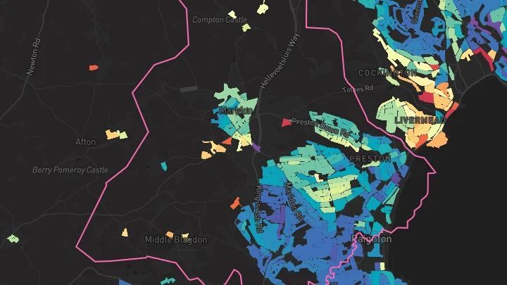 House price heatmap showing property values across Paignton