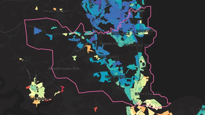 House price heatmap showing property values across Paignton
