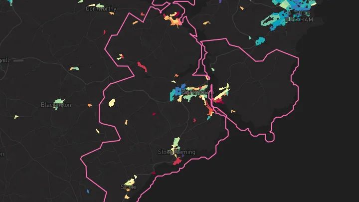 House price heatmap showing property values across Dartmouth
