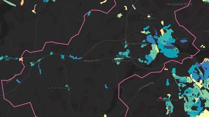 House price heatmap showing property values across Penryn