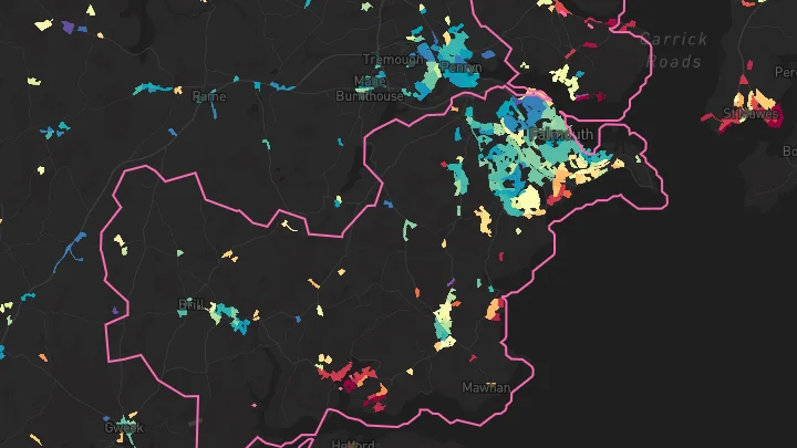 House price heatmap showing property values across Falmouth