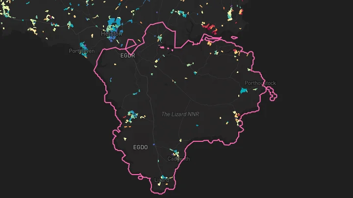 House price heatmap showing property values across Mullion
