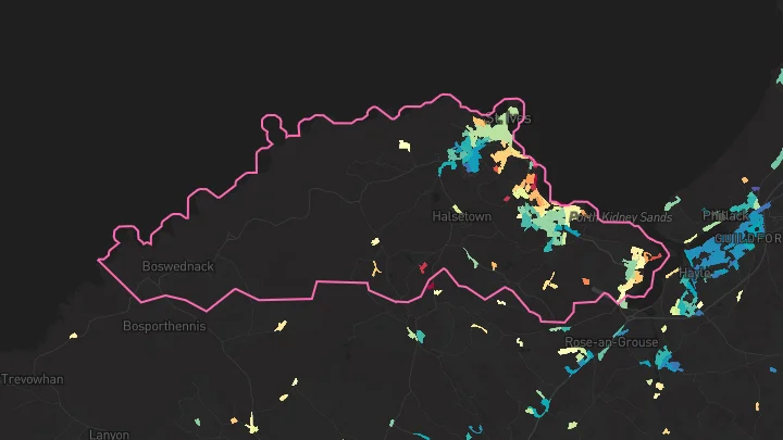 House price heatmap showing property values across Carbis Bay