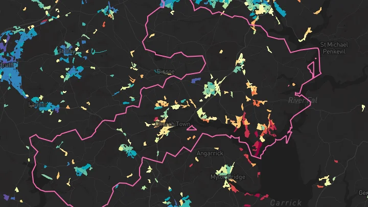 House price heatmap showing property values across Threemilestone