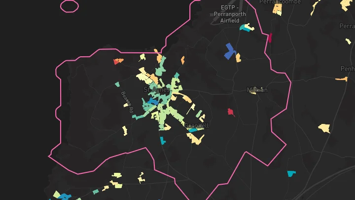 House price heatmap showing property values across St Agnes