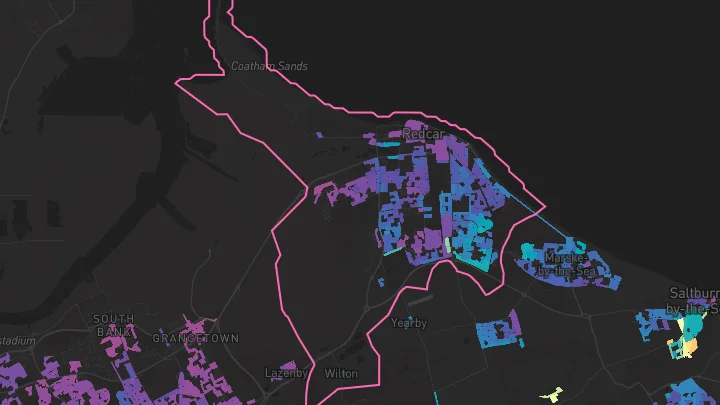 House price heatmap showing property values across Redcar