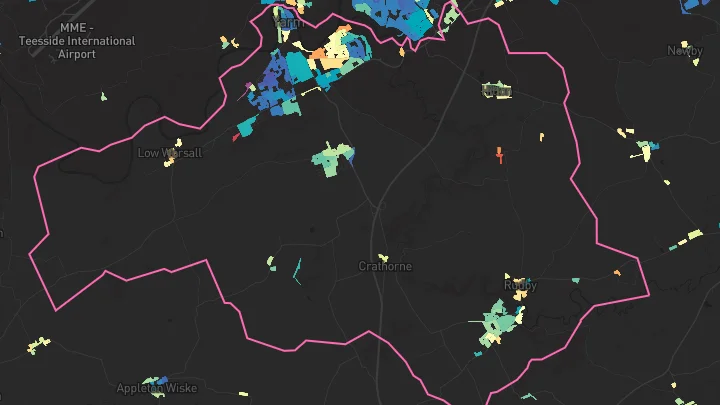 House price heatmap showing property values across Yarm