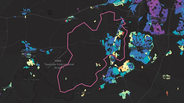 House price heatmap showing property values across Eaglescliffe