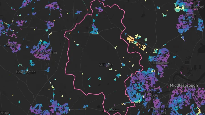 House price heatmap showing property values across Sedgefield