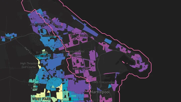 House price heatmap showing property values across Hartlepool