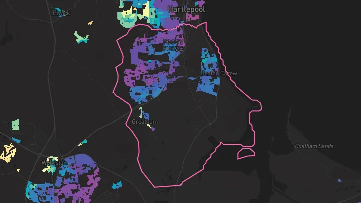 House price heatmap showing property values across Hartlepool