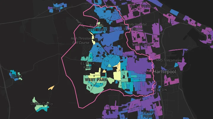 House price heatmap showing property values across Hartlepool