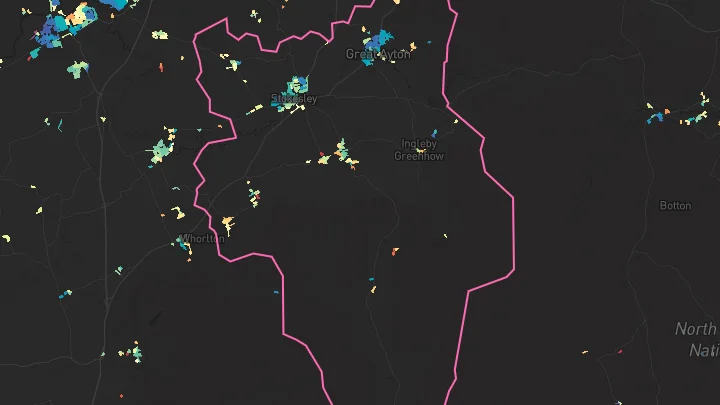 House price heatmap showing property values across Stokesley