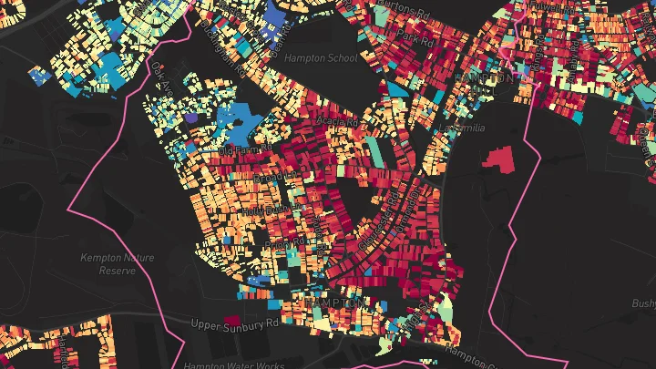 House price heatmap showing property values across Hampton