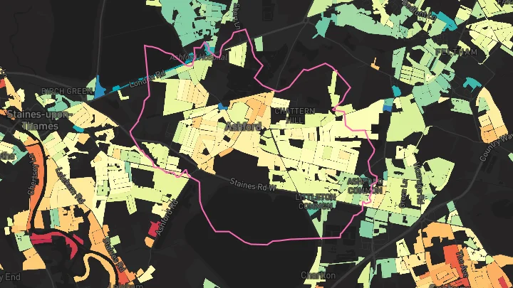 House price heatmap showing property values across Ashford