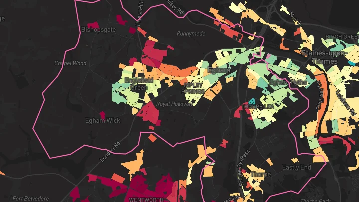 House price heatmap showing property values across Englefield Green