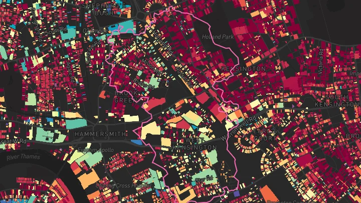 House price heatmap showing property values across Holland Park