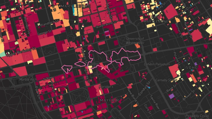 House price heatmap showing property values across London