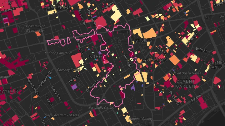 House price heatmap showing property values across London