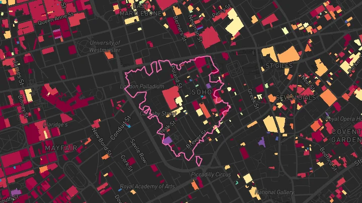 House price heatmap showing property values across London