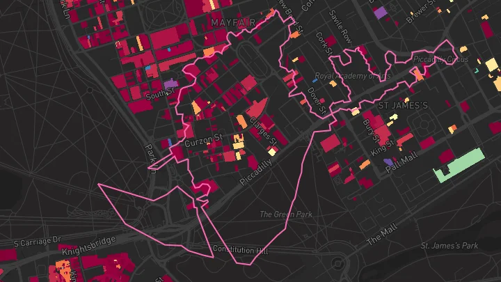 House price heatmap showing property values across Mayfair