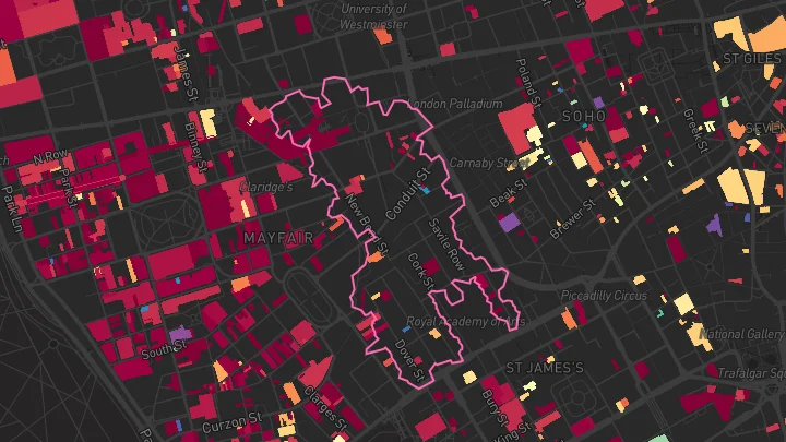 House price heatmap showing property values across London