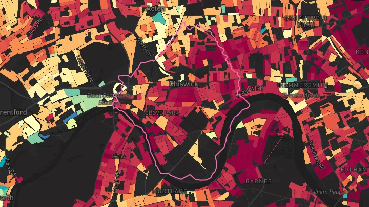 House price heatmap showing property values across Chiswick