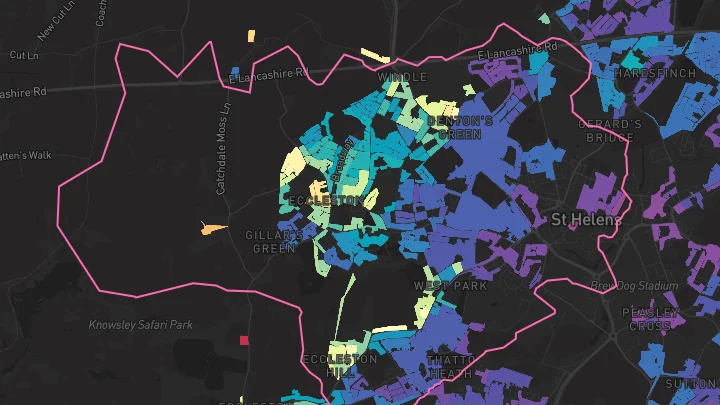 House price heatmap showing property values across St Helens