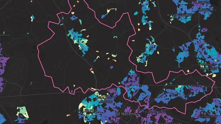 House price heatmap showing property values across Haydock