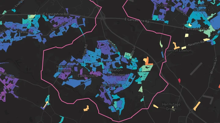 House price heatmap showing property values across Newton-Le-Willows