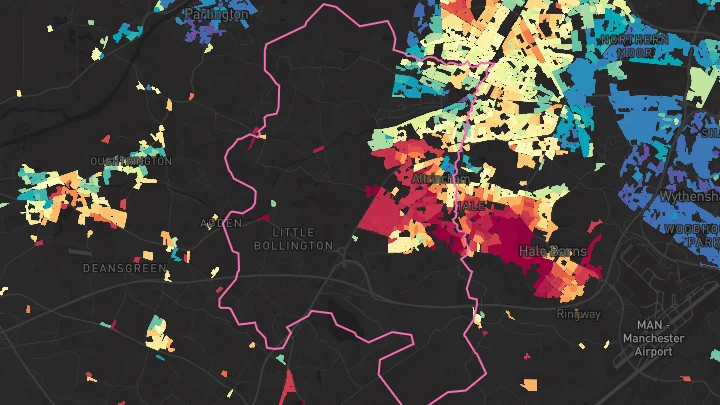 House price heatmap showing property values across Bowdon