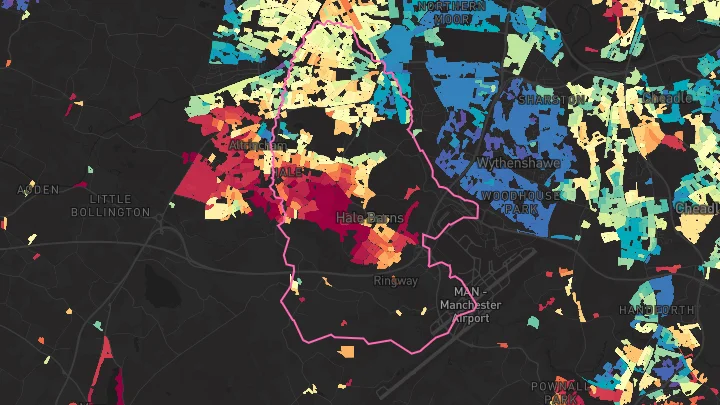 House price heatmap showing property values across Timperley